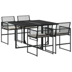 vidaXL 5-tlg. Garten-Essgruppe mit Kissen Schwarz Poly Rattan
