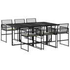 vidaXL 7-tlg. Garten-Essgruppe mit Kissen Schwarz Poly Rattan