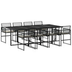 vidaXL 9-tlg. Garten-Essgruppe mit Kissen Schwarz Poly Rattan