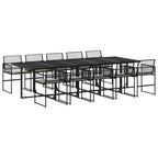 vidaXL 11-tlg. Garten-Essgruppe mit Kissen Schwarz Poly Rattan