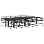 vidaXL 13-tlg. Garten-Essgruppe mit Kissen Schwarz Poly Rattan