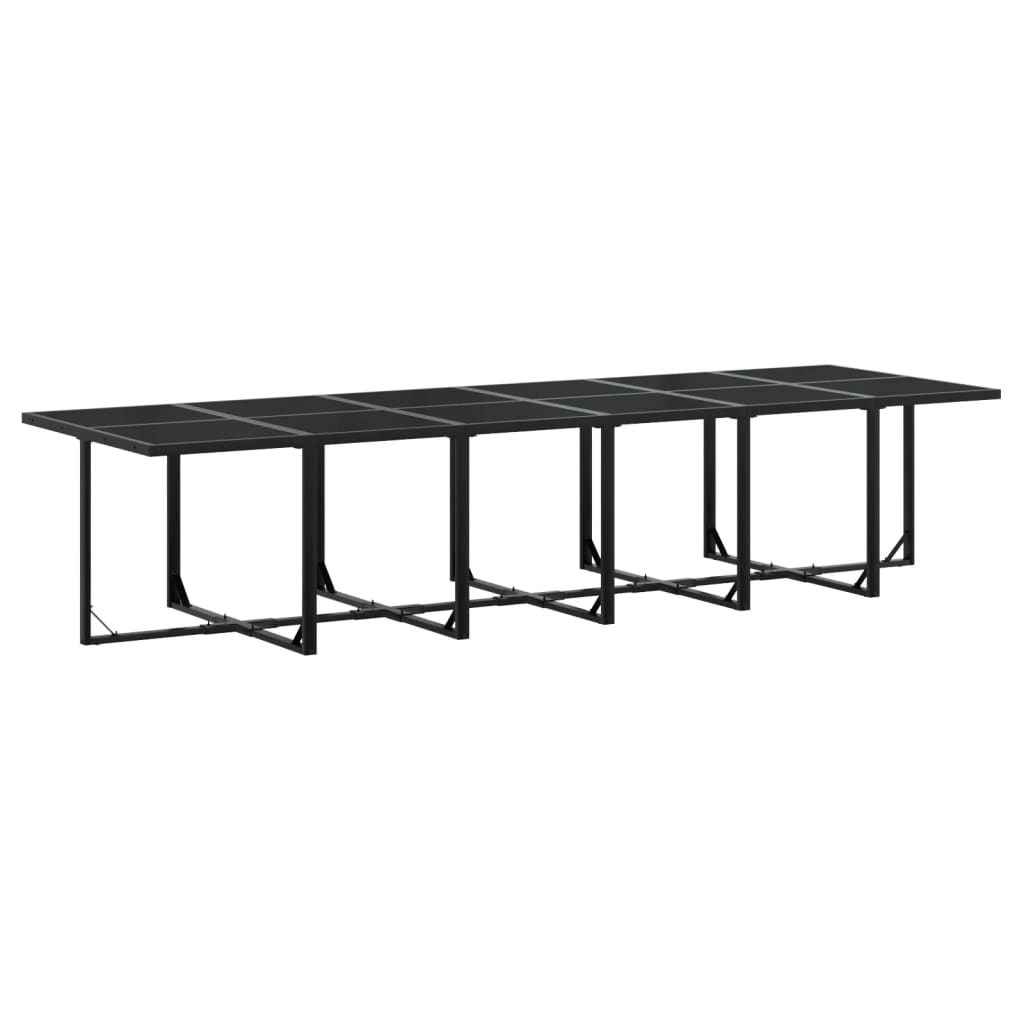 vidaXL 13-tlg. Garten-Essgruppe mit Kissen Schwarz Poly Rattan