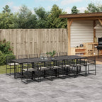 vidaXL 13-tlg. Garten-Essgruppe mit Kissen Schwarz Poly Rattan