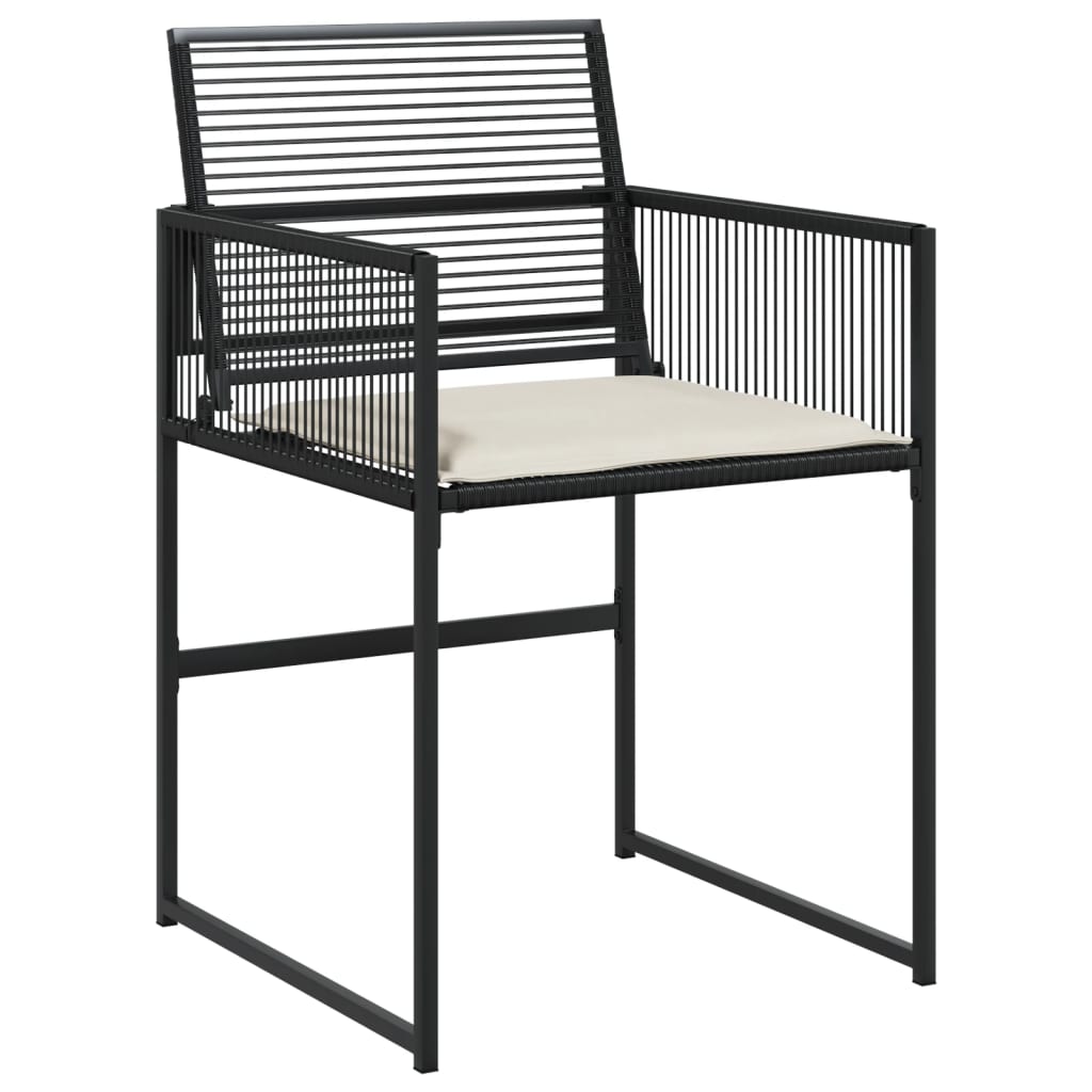 vidaXL 15-tlg. Garten-Essgruppe mit Kissen Schwarz Poly Rattan