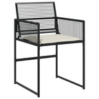 vidaXL 15-tlg. Garten-Essgruppe mit Kissen Schwarz Poly Rattan