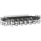 vidaXL 17-tlg. Garten-Essgruppe mit Kissen Schwarz Poly Rattan