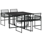 vidaXL 5-tlg. Garten-Essgruppe Schwarz Poly Rattan