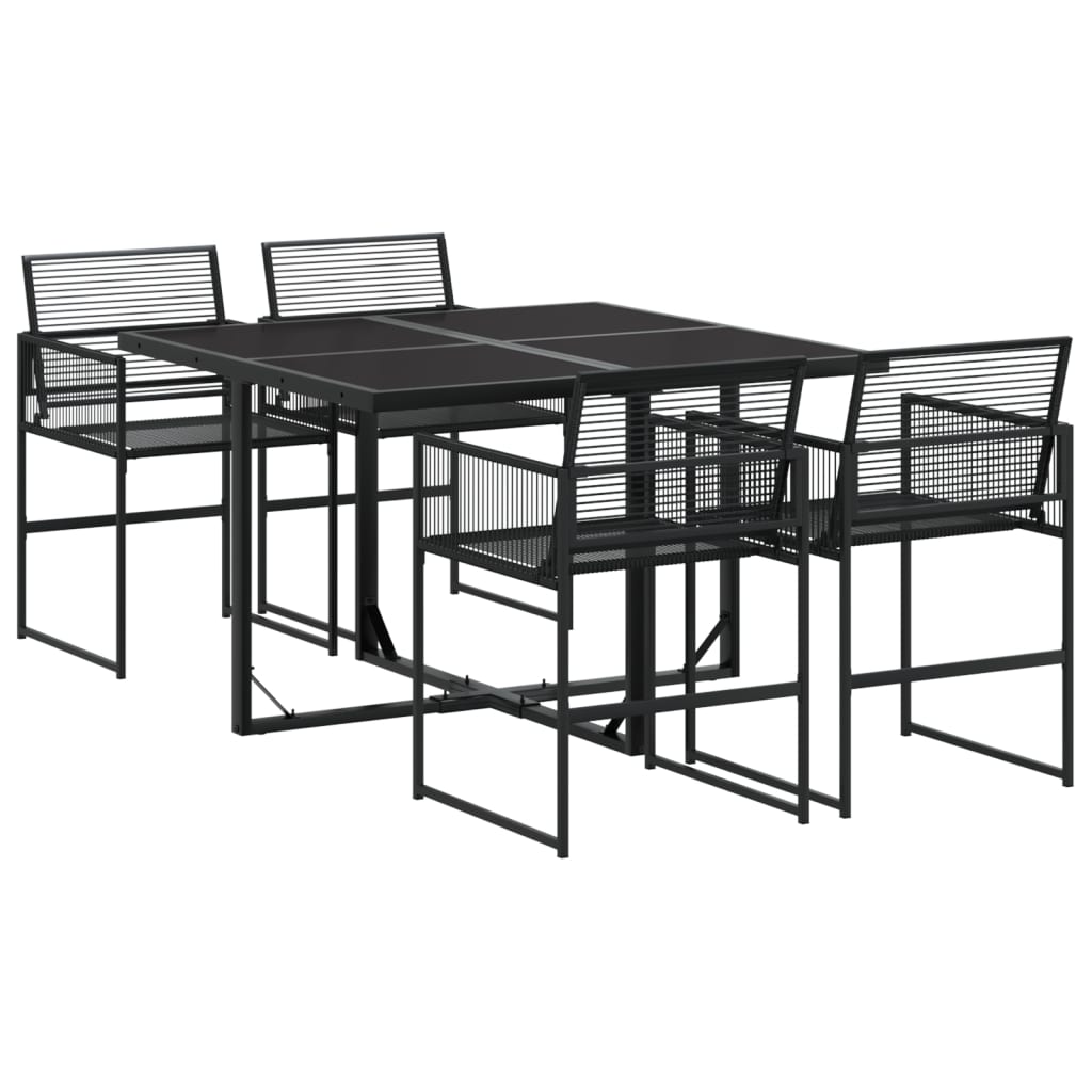 vidaXL 5-tlg. Garten-Essgruppe Schwarz Poly Rattan