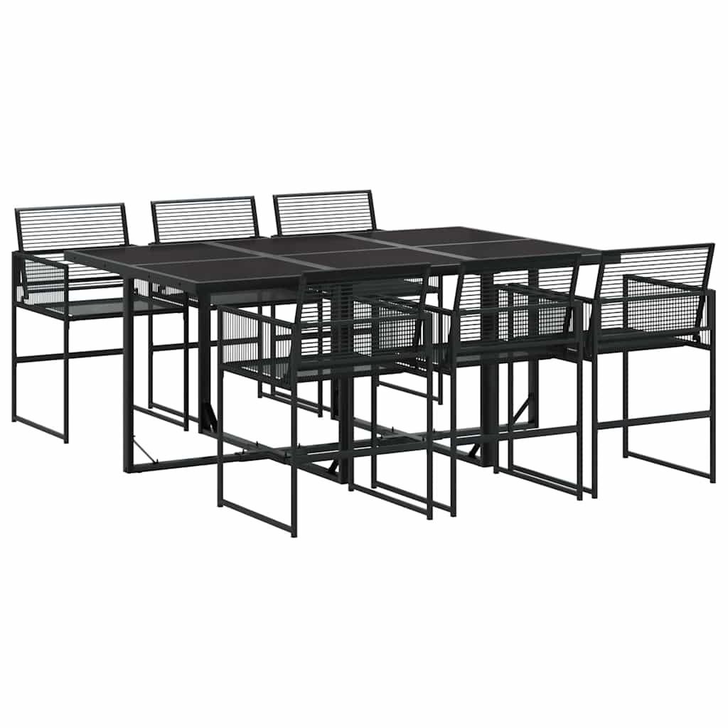 vidaXL 7-tlg. Garten-Essgruppe Schwarz Poly Rattan