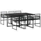 vidaXL 7-tlg. Garten-Essgruppe Schwarz Poly Rattan