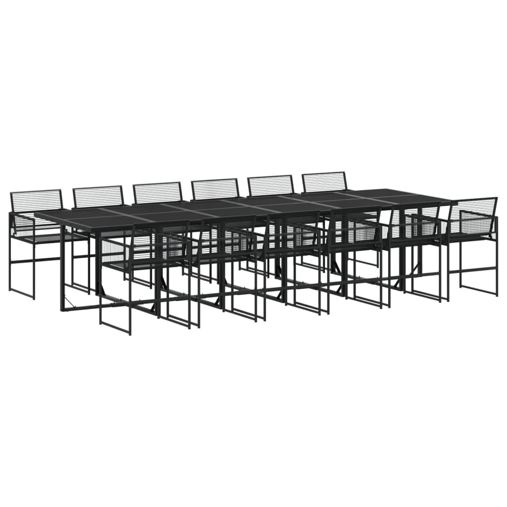 vidaXL 13-tlg. Garten-Essgruppe Schwarz Poly Rattan