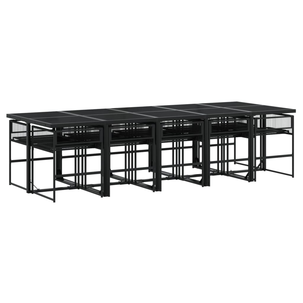vidaXL 13-tlg. Garten-Essgruppe Schwarz Poly Rattan