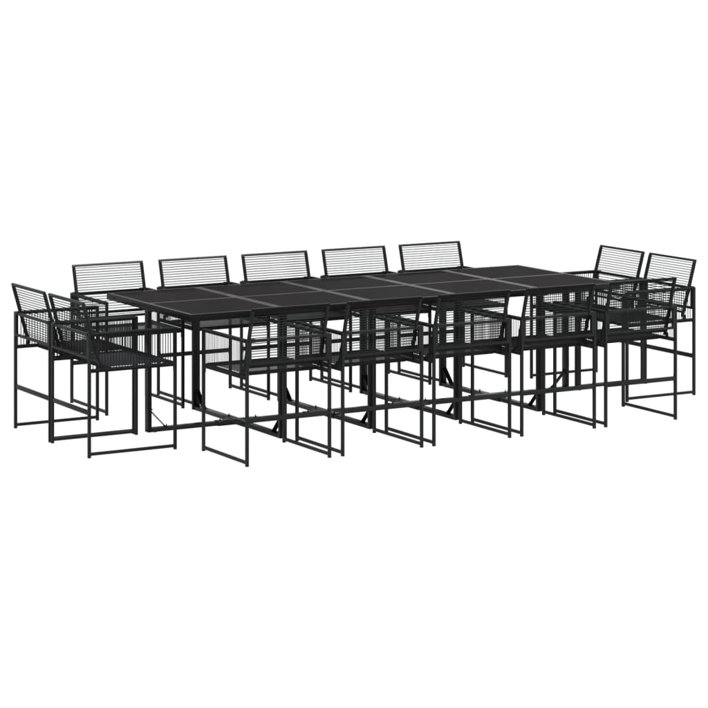 vidaXL 15-tlg. Garten-Essgruppe Schwarz Poly Rattan