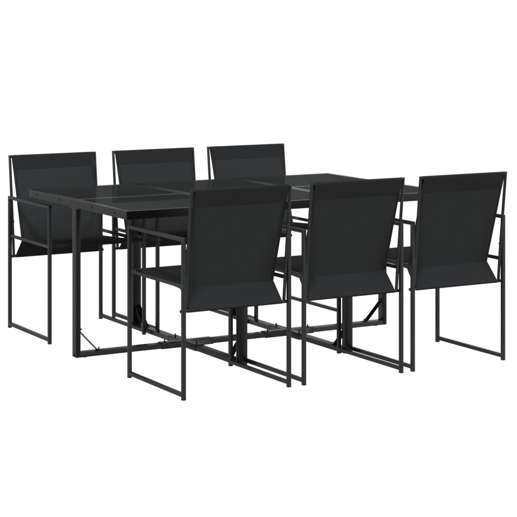 vidaXL 7-tlg. Garten-Essgruppe Schwarz Textilene