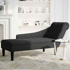 vidaXL Chaiselongue mit Kissen und Rechter Armlehne Schwarz Stoff