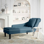 vidaXL Chaiselongue mit Kissen und Rechter Armlehne Blau Samt