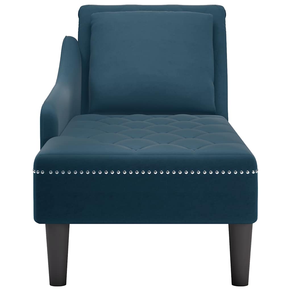 vidaXL Chaiselongue mit Kissen und Rechter Armlehne Blau Samt