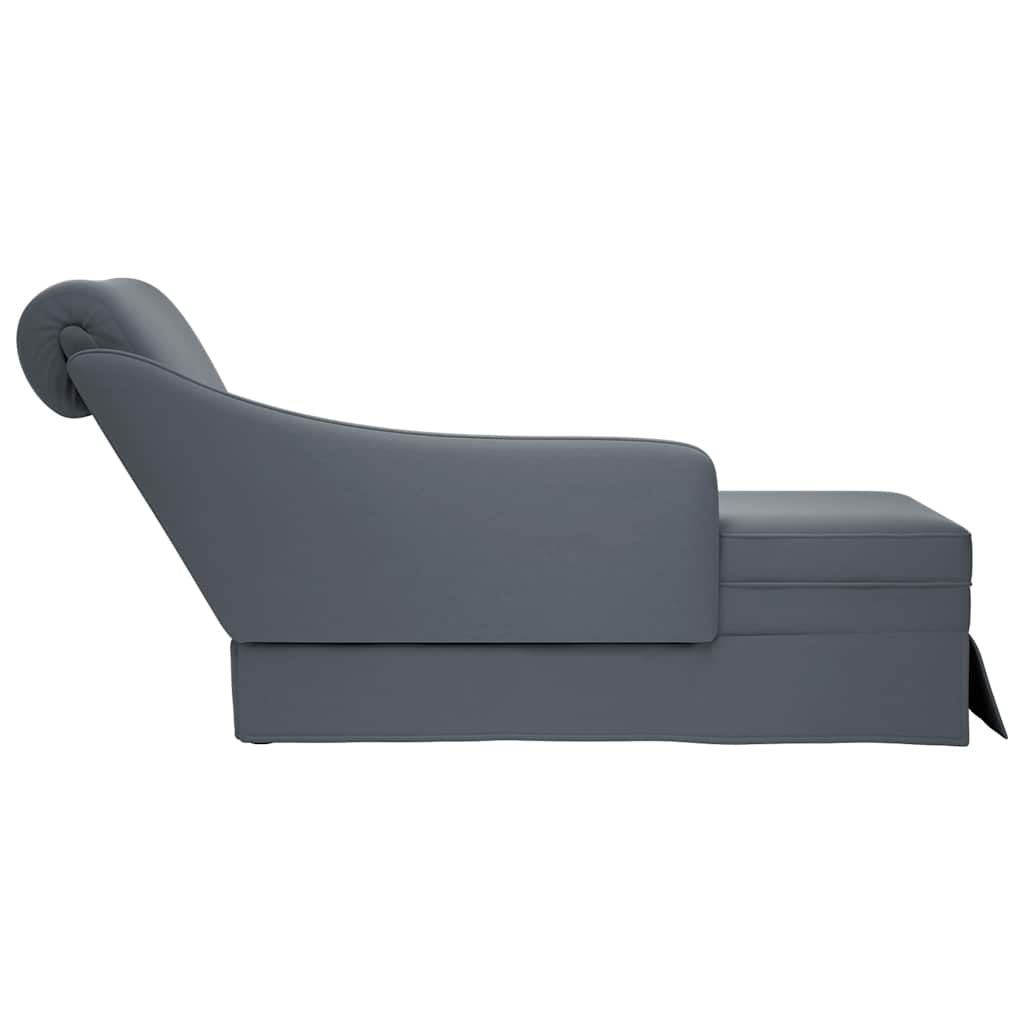 vidaXL Chaiselongue mit Nackenrolle Rechter Armlehne Dunkelgrau Samt