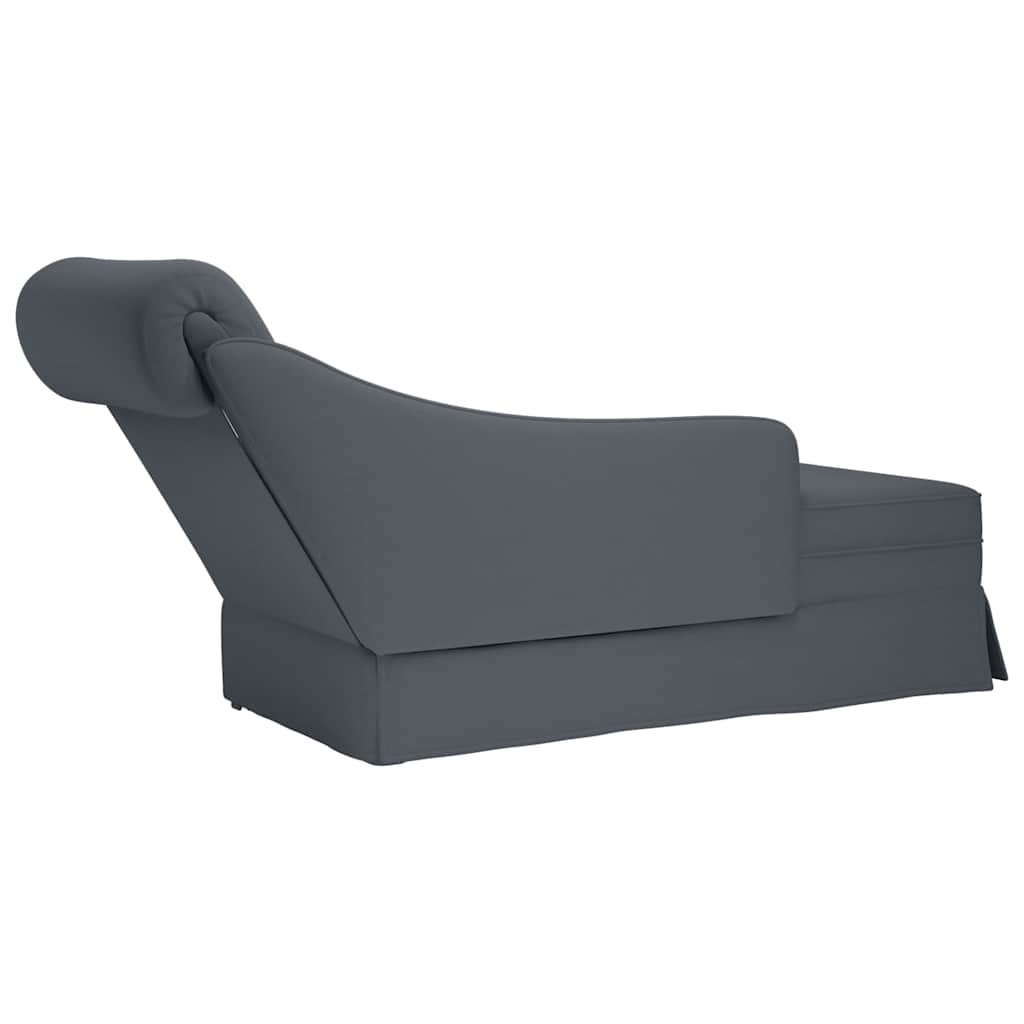 vidaXL Chaiselongue mit Nackenrolle Rechter Armlehne Dunkelgrau Samt