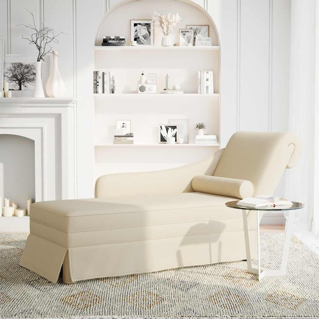 vidaXL Chaiselongue mit Nackenrolle und Rechter Armlehne Leinen