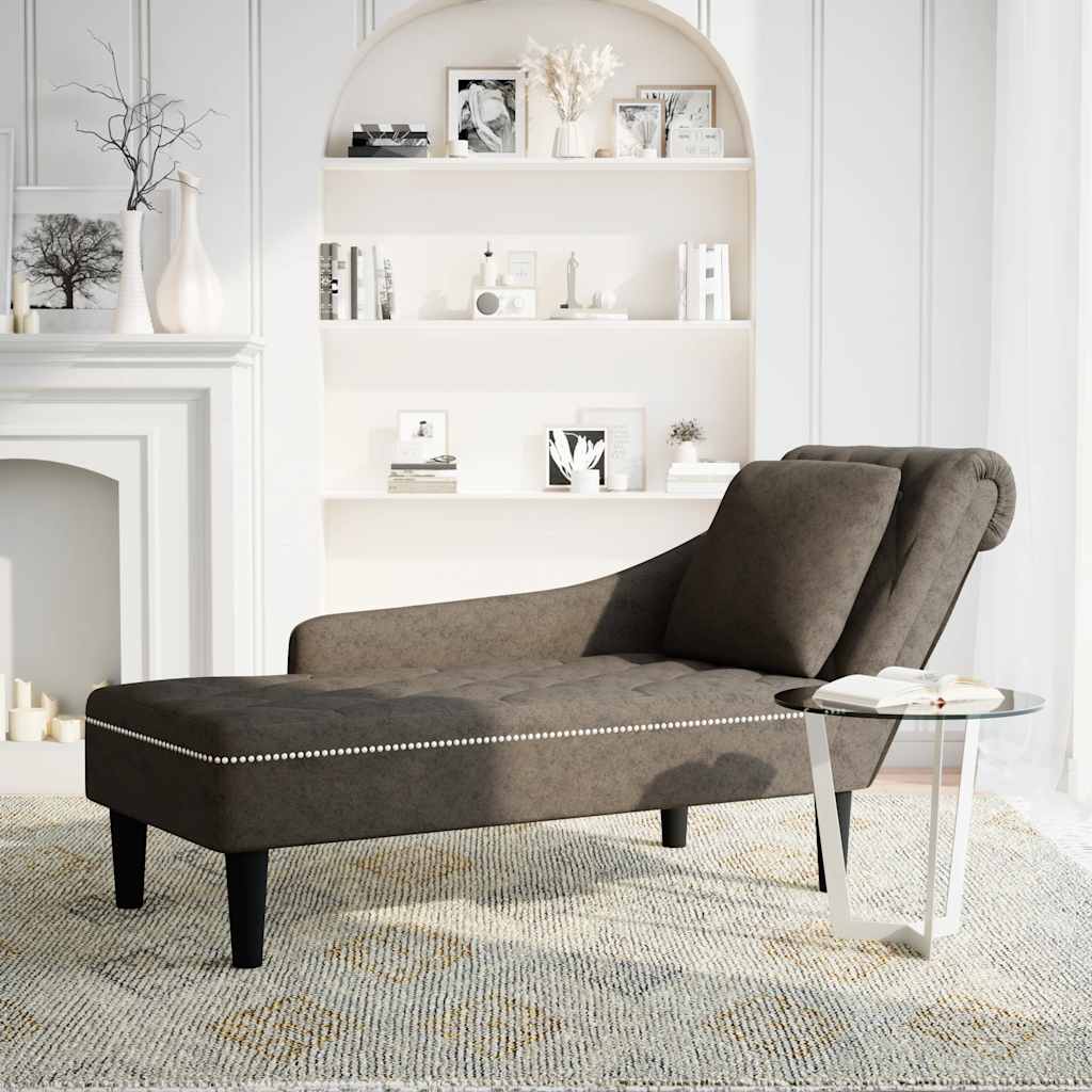 vidaXL Chaiselongue mit Kissen & Rechter Armlehne Grau Kunstleder