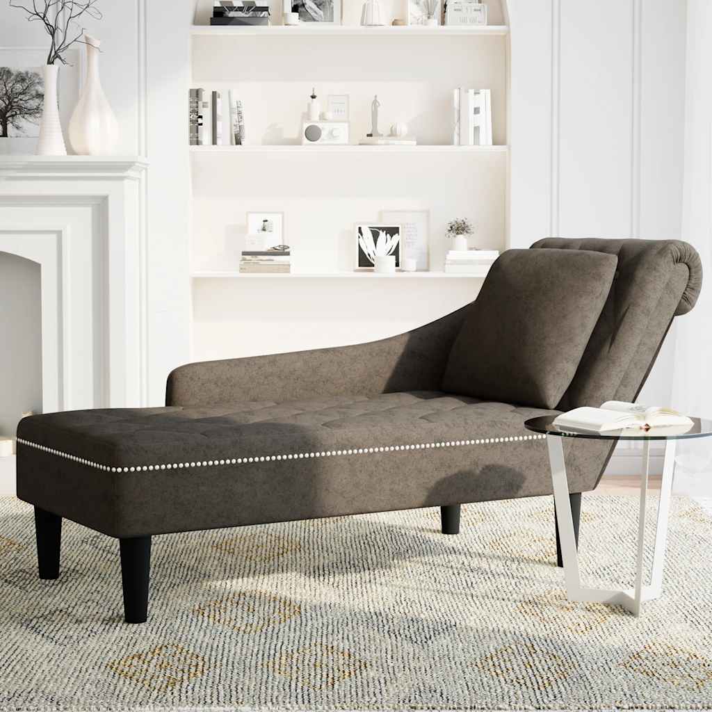 vidaXL Chaiselongue mit Kissen & Rechter Armlehne Grau Kunstleder