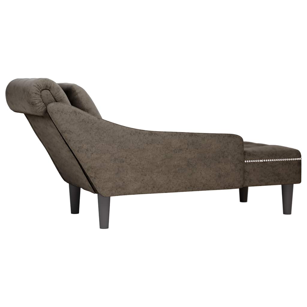 vidaXL Chaiselongue mit Kissen & Rechter Armlehne Grau Kunstleder
