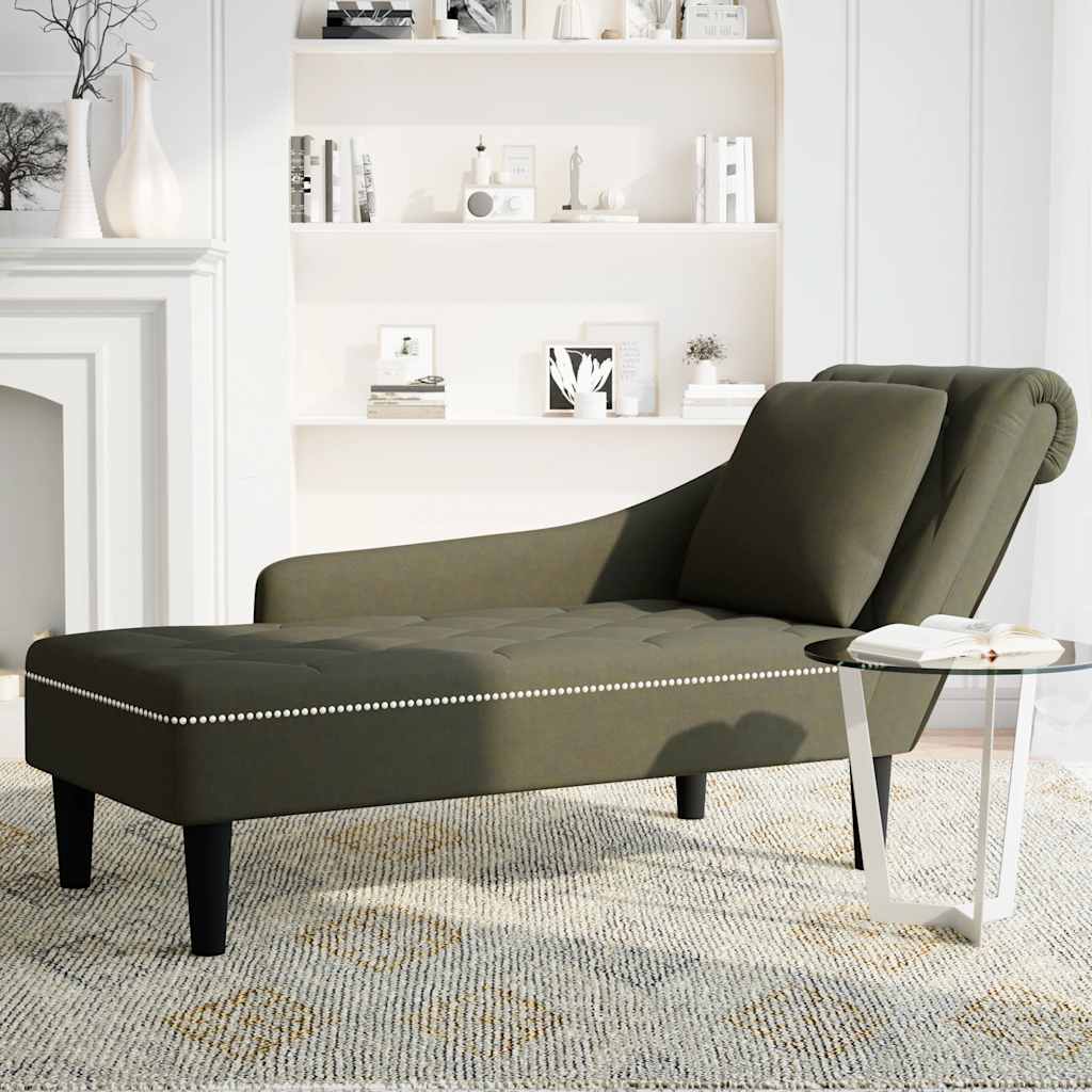 vidaXL Chaiselongue mit Kissen & Rechter Armlehne Armeegrün Kunstleder