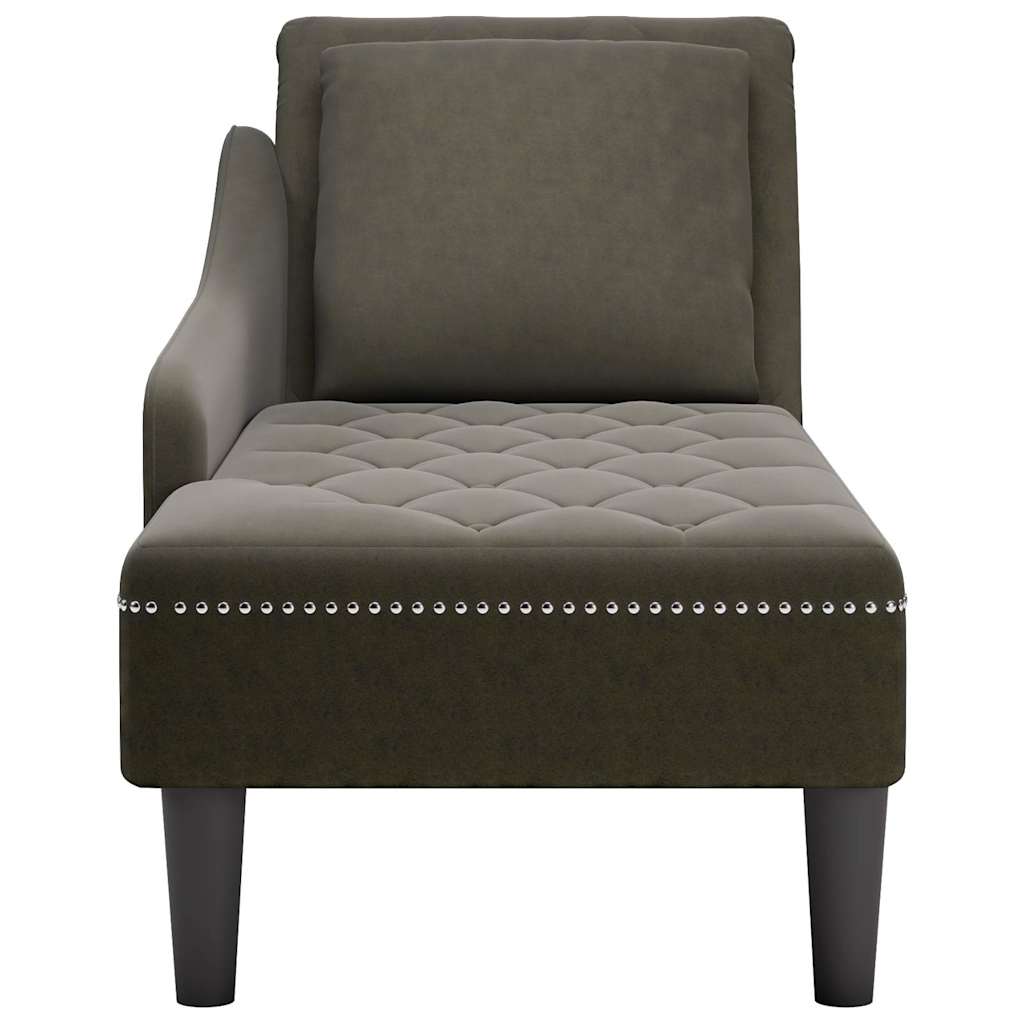 vidaXL Chaiselongue mit Kissen & Rechter Armlehne Armeegrün Kunstleder