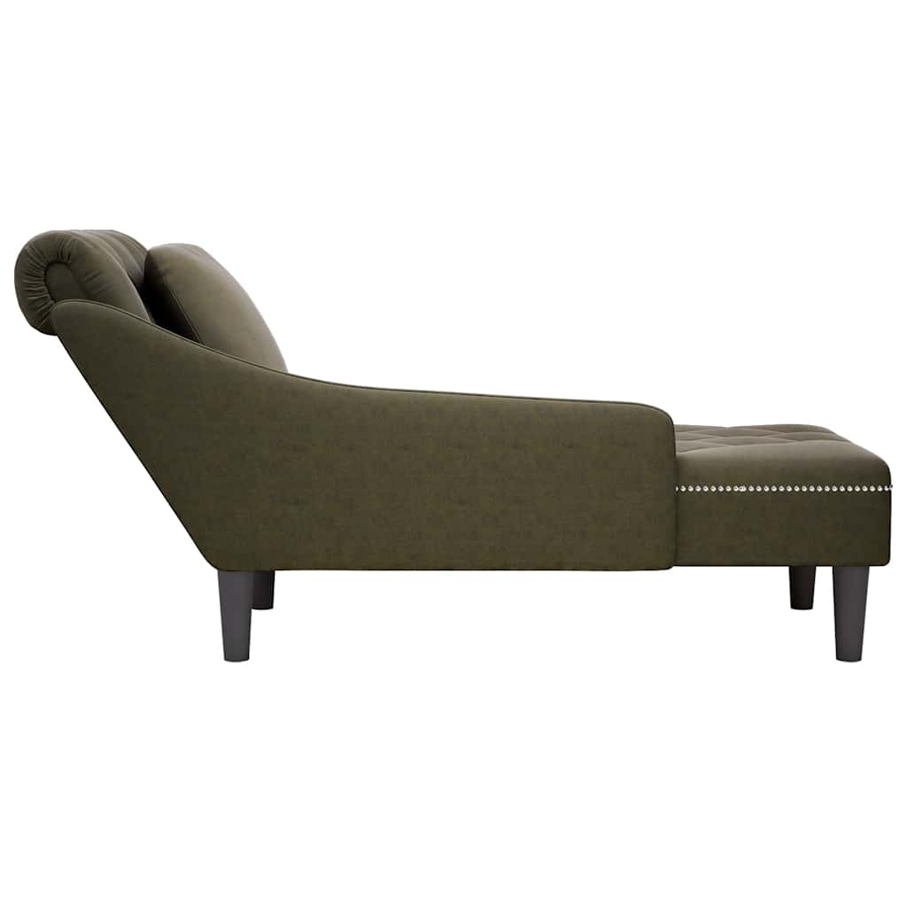 vidaXL Chaiselongue mit Kissen & Rechter Armlehne Armeegrün Kunstleder