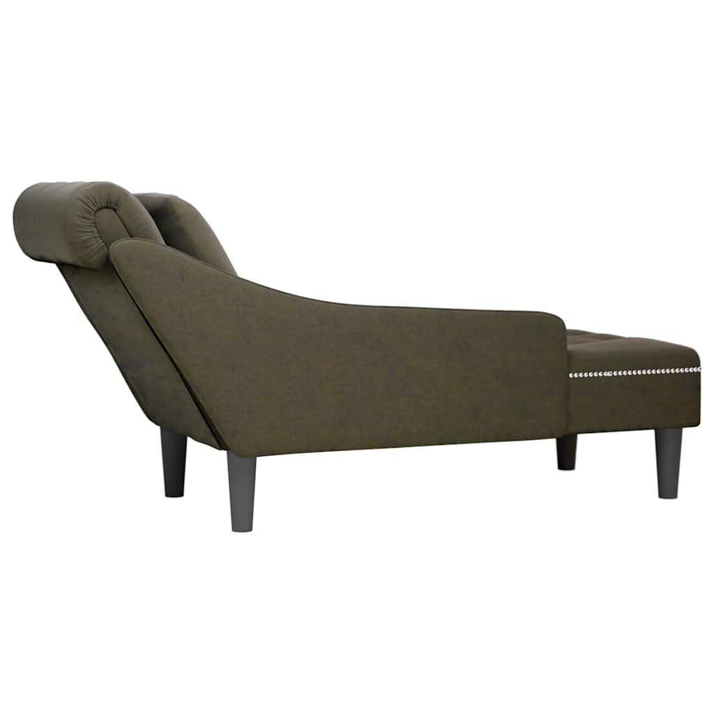 vidaXL Chaiselongue mit Kissen & Rechter Armlehne Armeegrün Kunstleder