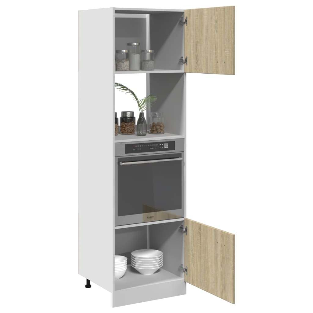 vidaXL Mikrowellenumbauschrank Lyon Sonoma-Eiche 60x57x207 cm Holzwerkstoff