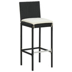 vidaXL 3-tlg. Gartenbar-Set Schwarz Massivholz Akazie und Poly Rattan