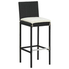 vidaXL 7-tlg. Gartenbar-Set Schwarz Massivholz Akazie und Poly Rattan