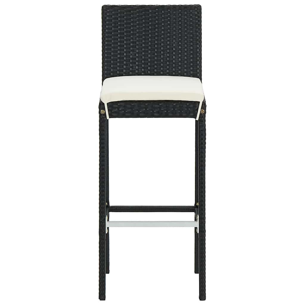 vidaXL 7-tlg. Gartenbar-Set Schwarz Massivholz Akazie und Poly Rattan