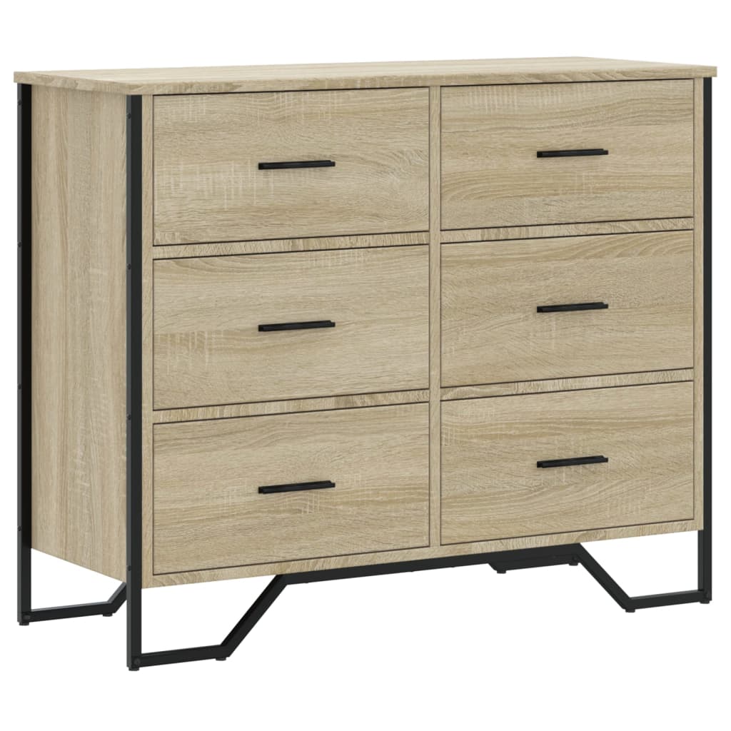 vidaXL Kommode Sonoma-Eiche 91x35,5x74,5 cm Holzwerkstoff