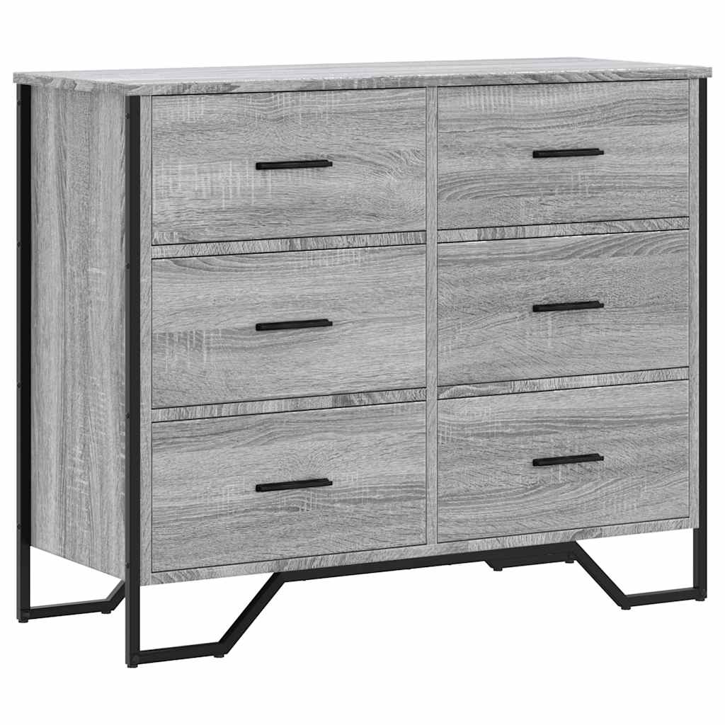 vidaXL Kommode Grau Sonoma 91x35,5x74,5 cm Holzwerkstoff