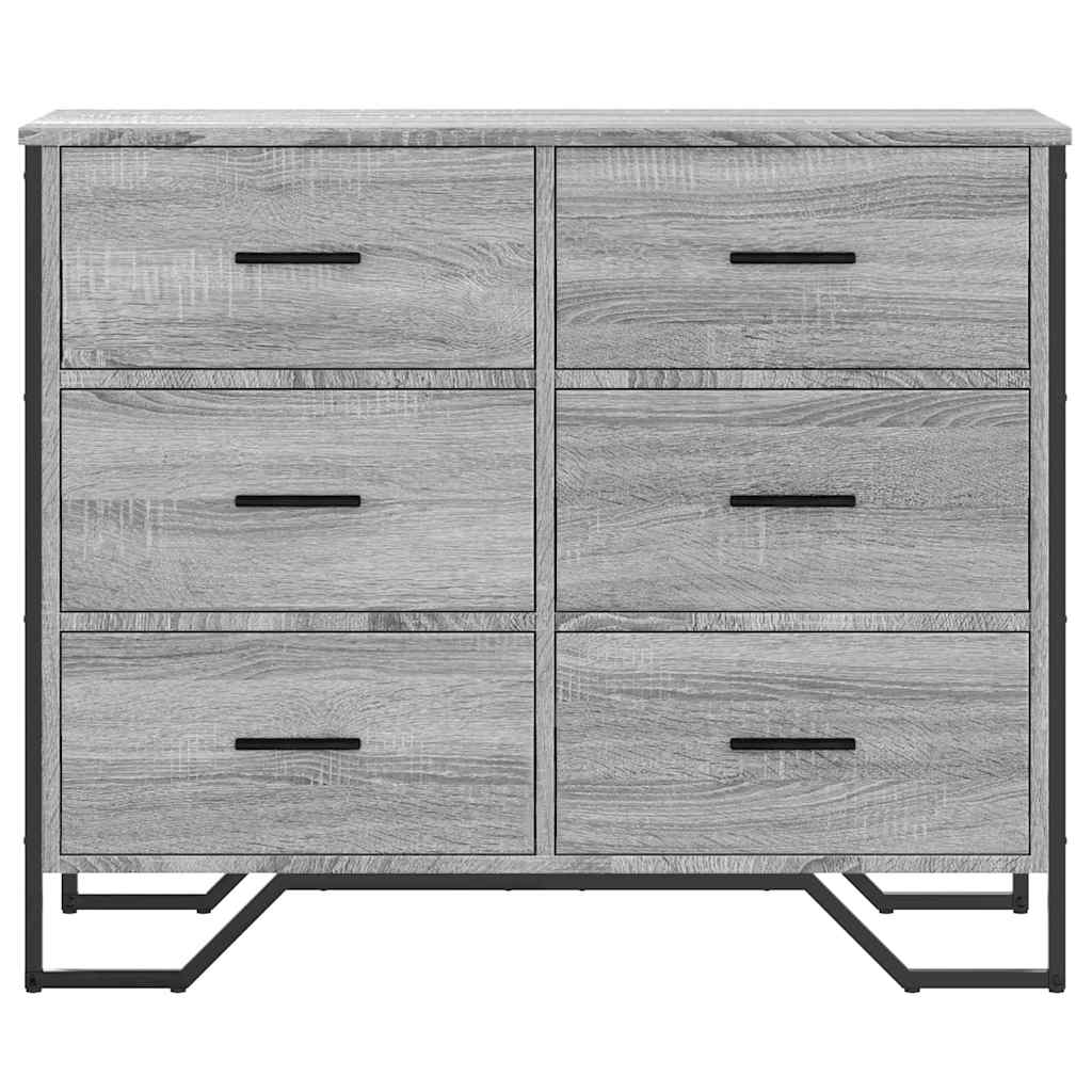 vidaXL Kommode Grau Sonoma 91x35,5x74,5 cm Holzwerkstoff