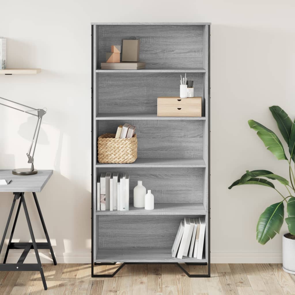 vidaXL Bücherregal Grau Sonoma 80x31x169 cm Holzwerkstoff