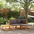 vidaXL 4-tlg. Gartensofa-Set mit Kissen Holz Akazie & Seil
