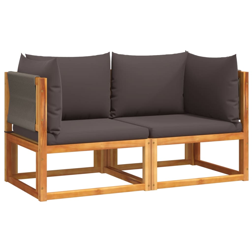 vidaXL Gartensofas-Ecke mit Kissen 2 Stk. Holz Akazie & Seil