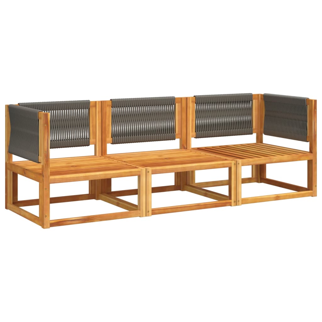 vidaXL 3-tlg. Gartensofa-Set mit Kissen Holz Akazie & Seil