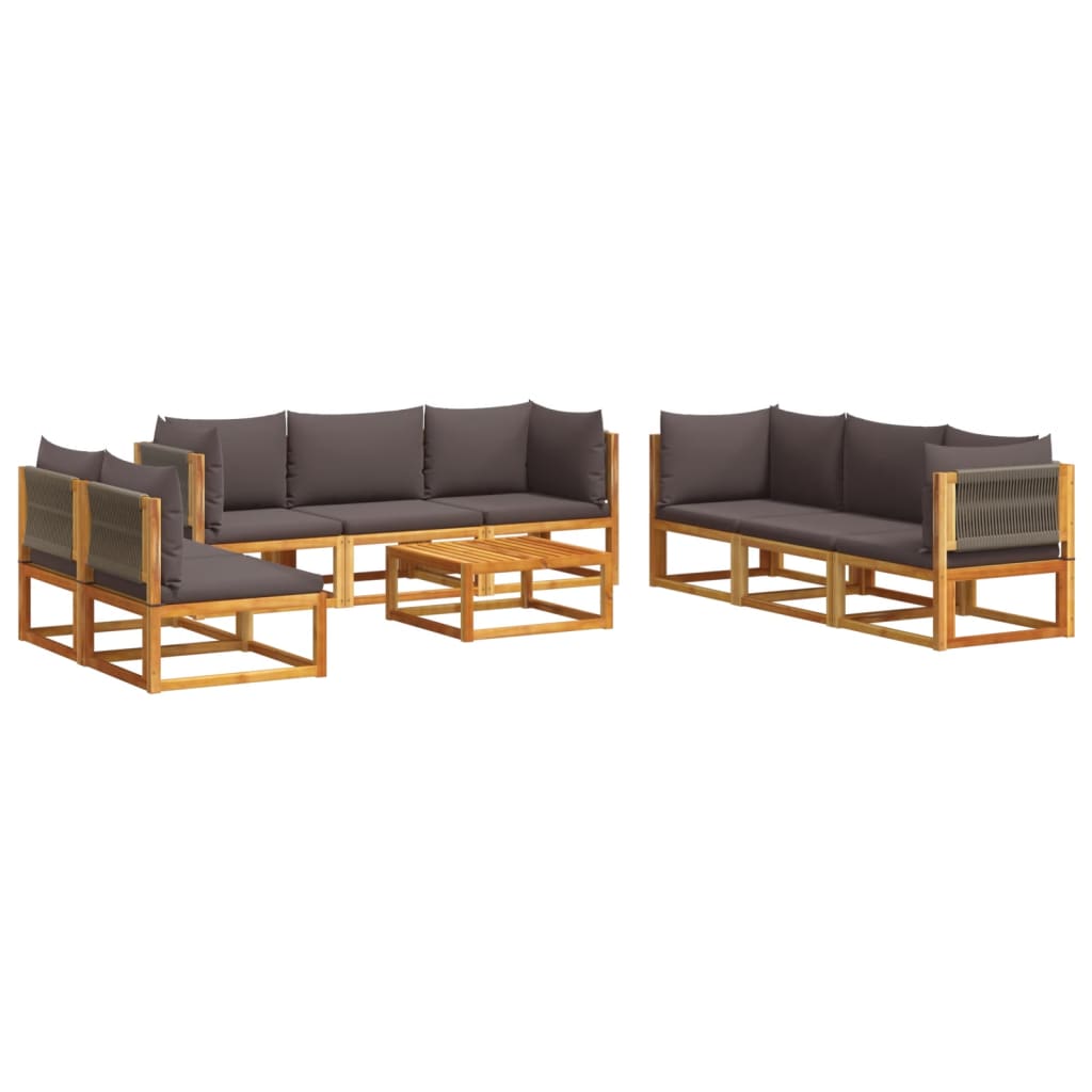 vidaXL 9-tlg. Gartensofa-Set mit Kissen Holz Akazie & Seil