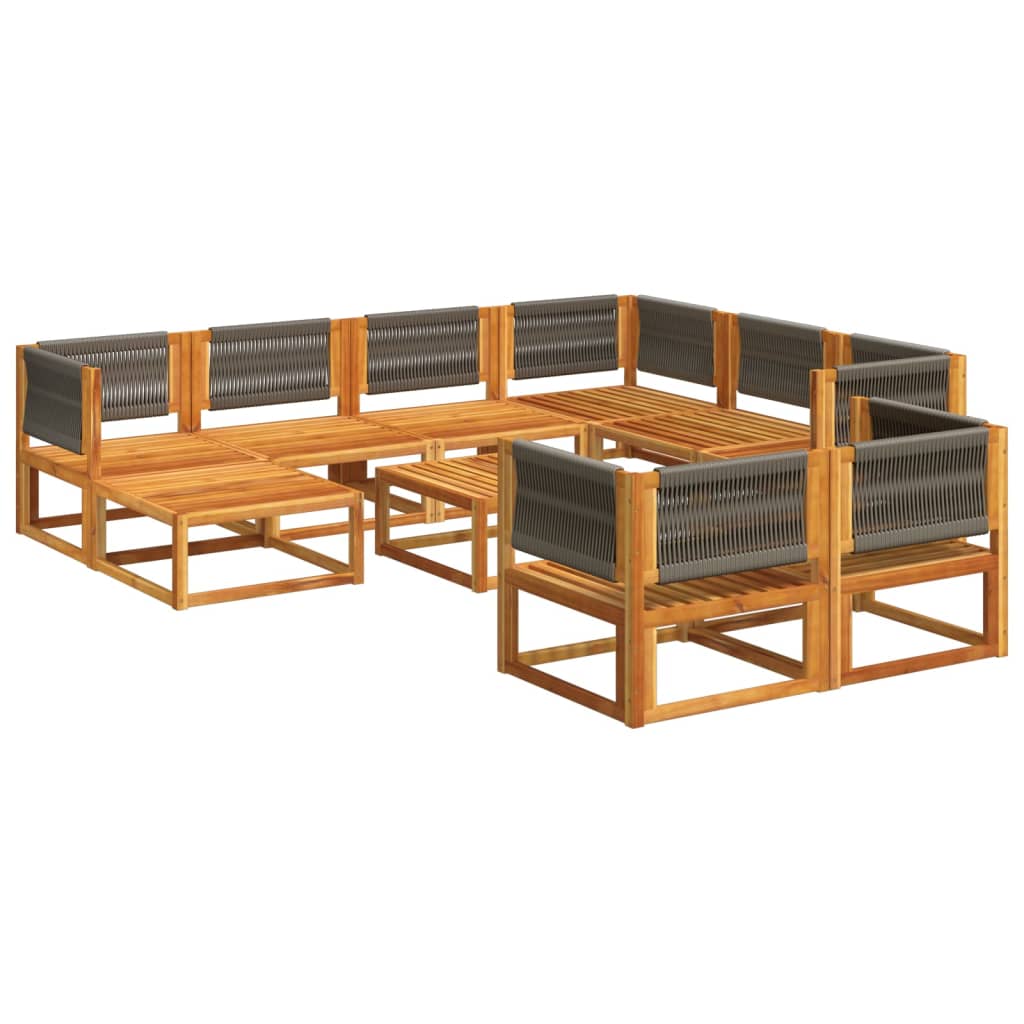 vidaXL 10-tlg. Gartensofa-Set mit Kissen Holz Akazie & Seil