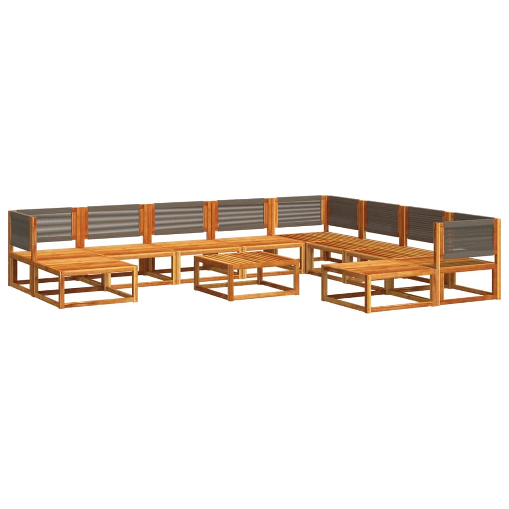 vidaXL 11-tlg. Gartensofa-Set mit Kissen Holz Akazie & Seil