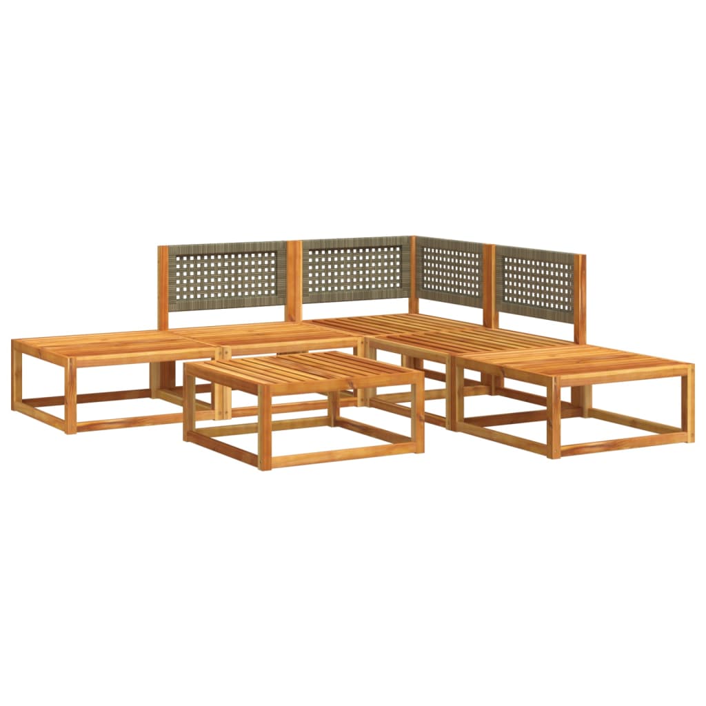 vidaXL 6-tlg. Gartensofa-Set mit Kissen Holz Akazie & Rattan