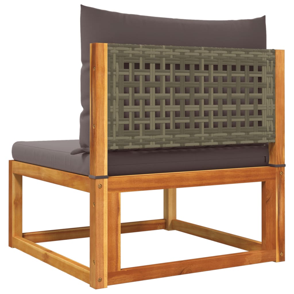 vidaXL 3-tlg. Gartensofa-Set mit Kissen Holz Akazie & Rattan