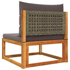 vidaXL 3-tlg. Gartensofa-Set mit Kissen Holz Akazie & Rattan