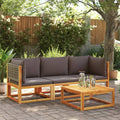 vidaXL 3-tlg. Gartensofa-Set mit Kissen Holz Akazie & Rattan