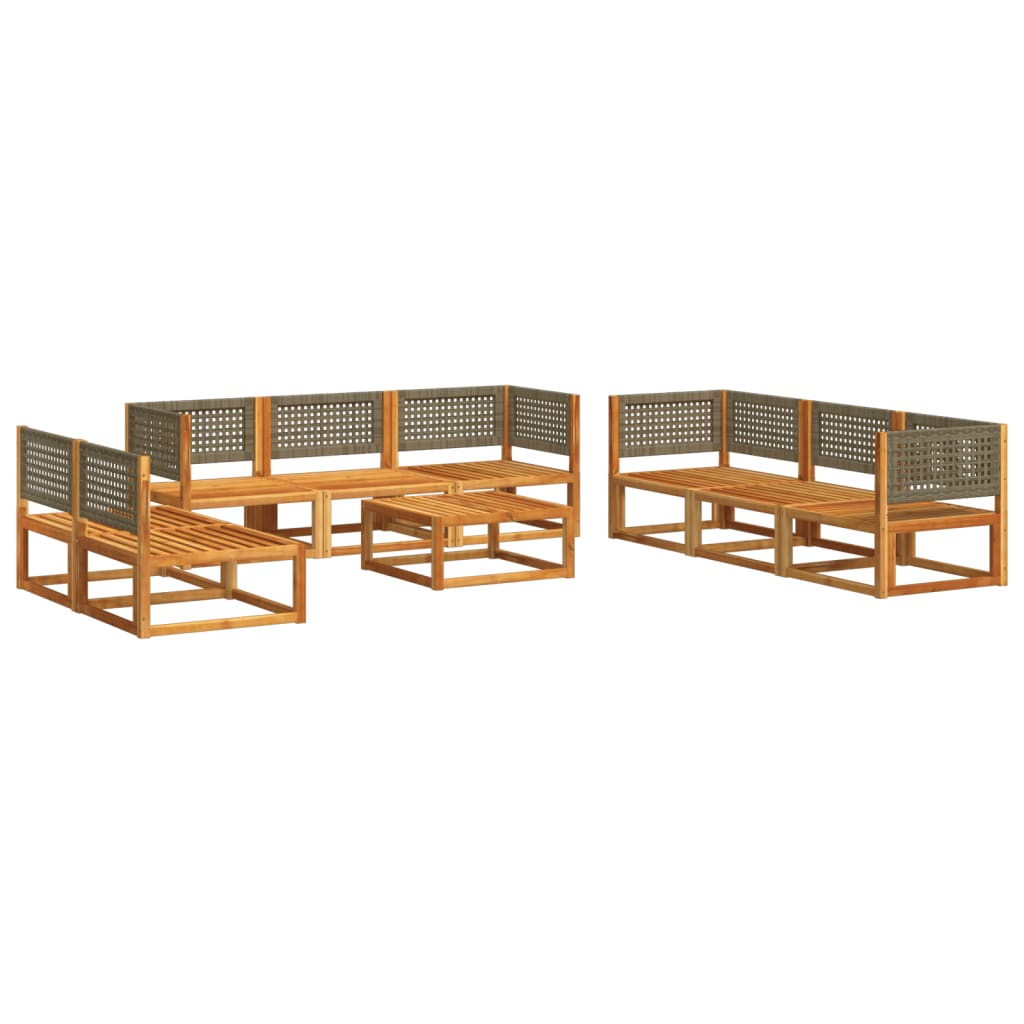 vidaXL 9-tlg. Gartensofa-Set mit Kissen Holz Akazie & Rattan